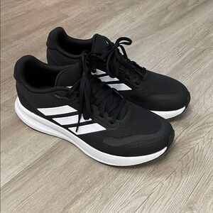 Adidas Men's Black Athletic Shoes with White Stripes